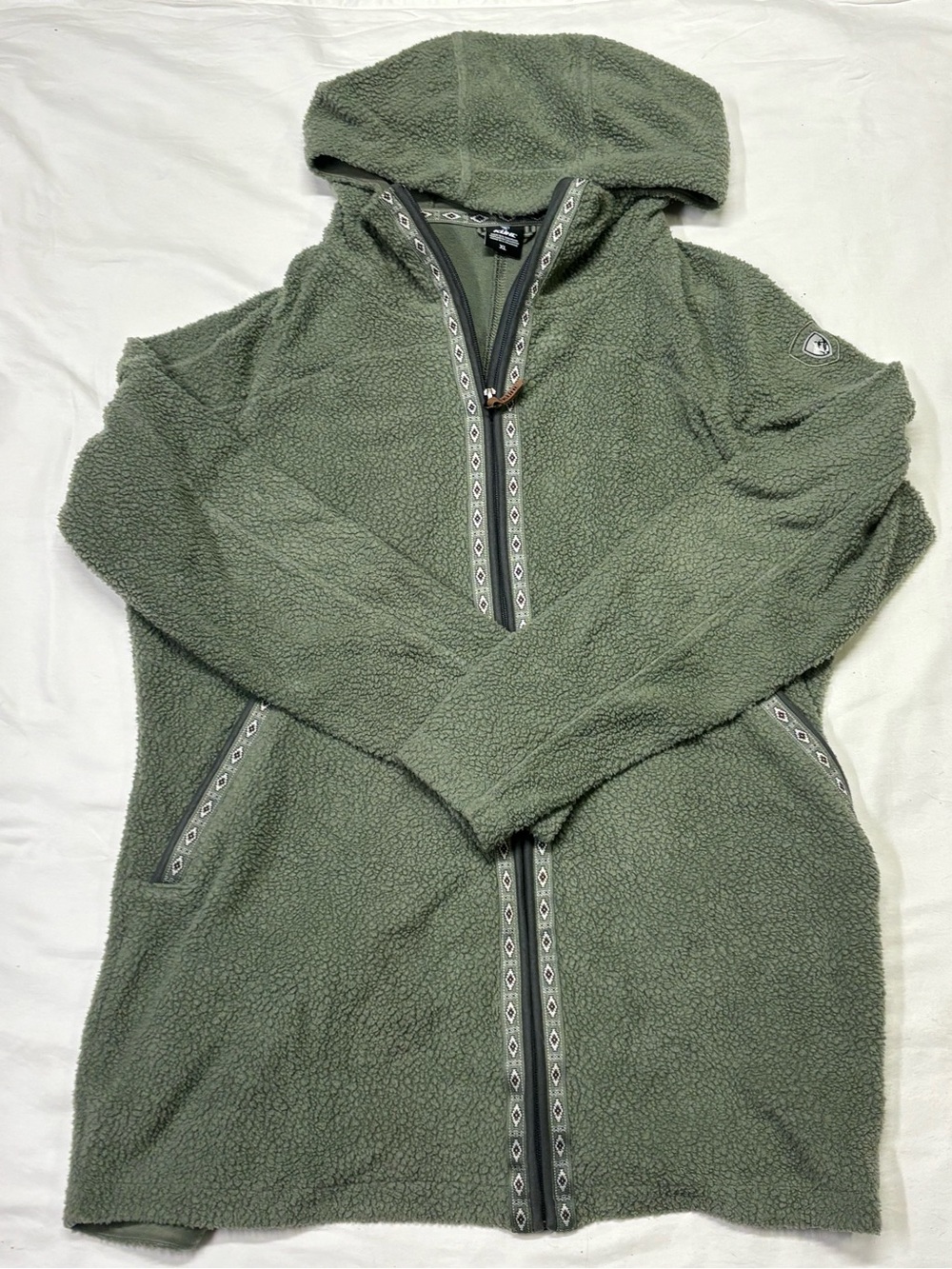 Women's Olive Green Hooded Fleece Jacket